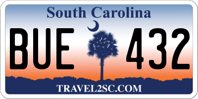 SC license plate BUE432