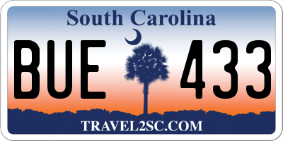 SC license plate BUE433