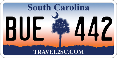 SC license plate BUE442