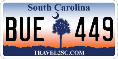 SC license plate BUE449
