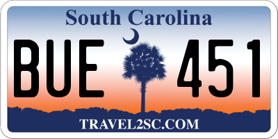 SC license plate BUE451