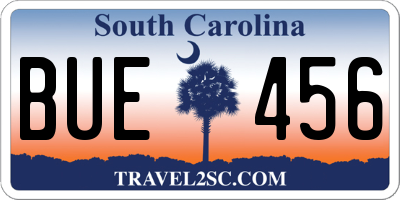 SC license plate BUE456