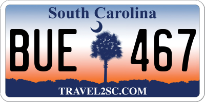 SC license plate BUE467
