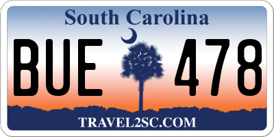 SC license plate BUE478