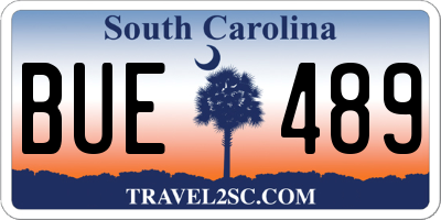 SC license plate BUE489