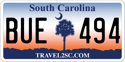SC license plate BUE494