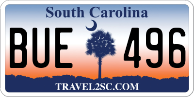 SC license plate BUE496