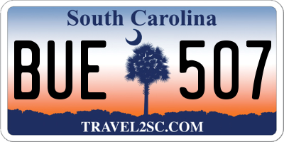 SC license plate BUE507