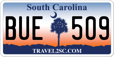 SC license plate BUE509