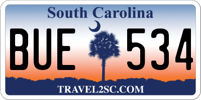 SC license plate BUE534