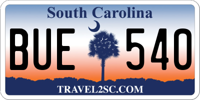 SC license plate BUE540