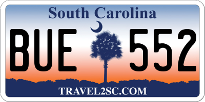 SC license plate BUE552