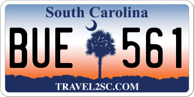 SC license plate BUE561