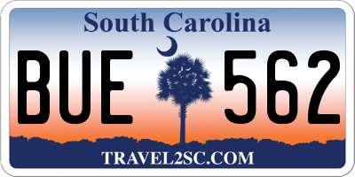 SC license plate BUE562