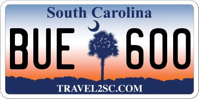 SC license plate BUE600