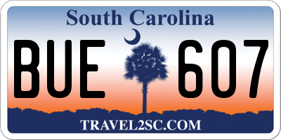 SC license plate BUE607