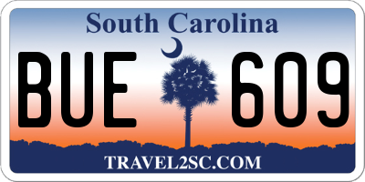 SC license plate BUE609