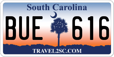 SC license plate BUE616
