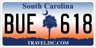 SC license plate BUE618