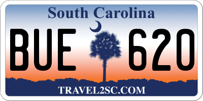 SC license plate BUE620