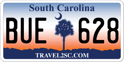 SC license plate BUE628