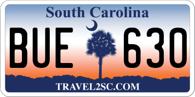 SC license plate BUE630