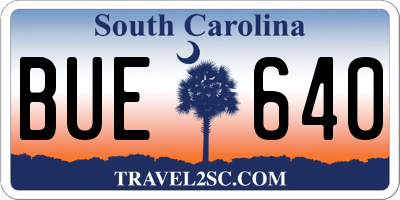 SC license plate BUE640