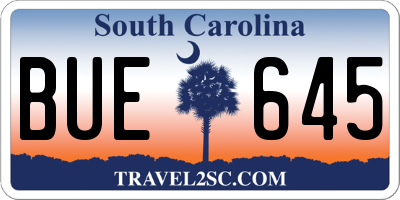 SC license plate BUE645