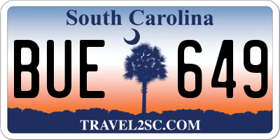 SC license plate BUE649