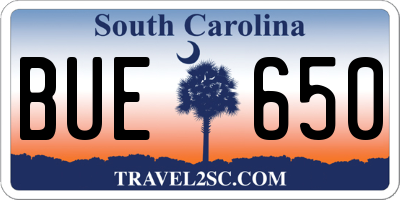 SC license plate BUE650