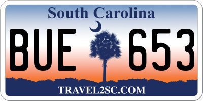 SC license plate BUE653