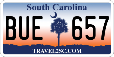 SC license plate BUE657