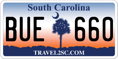 SC license plate BUE660