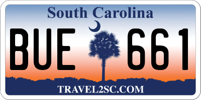SC license plate BUE661