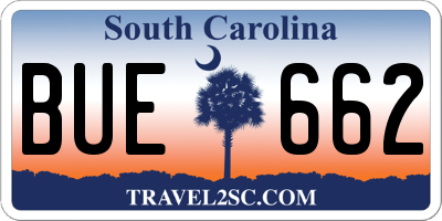 SC license plate BUE662