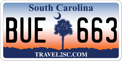 SC license plate BUE663