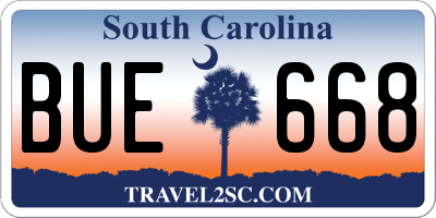 SC license plate BUE668