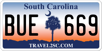 SC license plate BUE669
