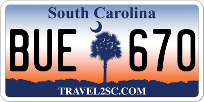 SC license plate BUE670