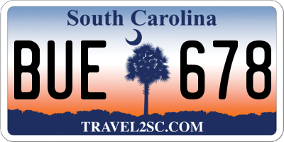 SC license plate BUE678