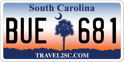 SC license plate BUE681