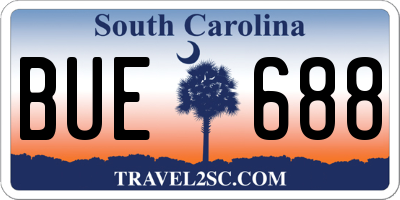 SC license plate BUE688