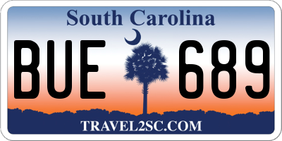 SC license plate BUE689