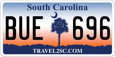 SC license plate BUE696