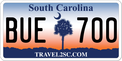 SC license plate BUE700