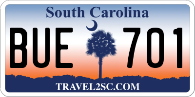 SC license plate BUE701