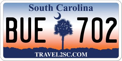 SC license plate BUE702
