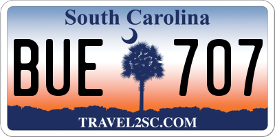 SC license plate BUE707