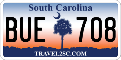 SC license plate BUE708