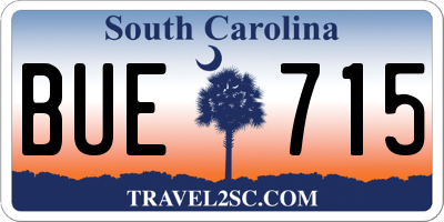 SC license plate BUE715